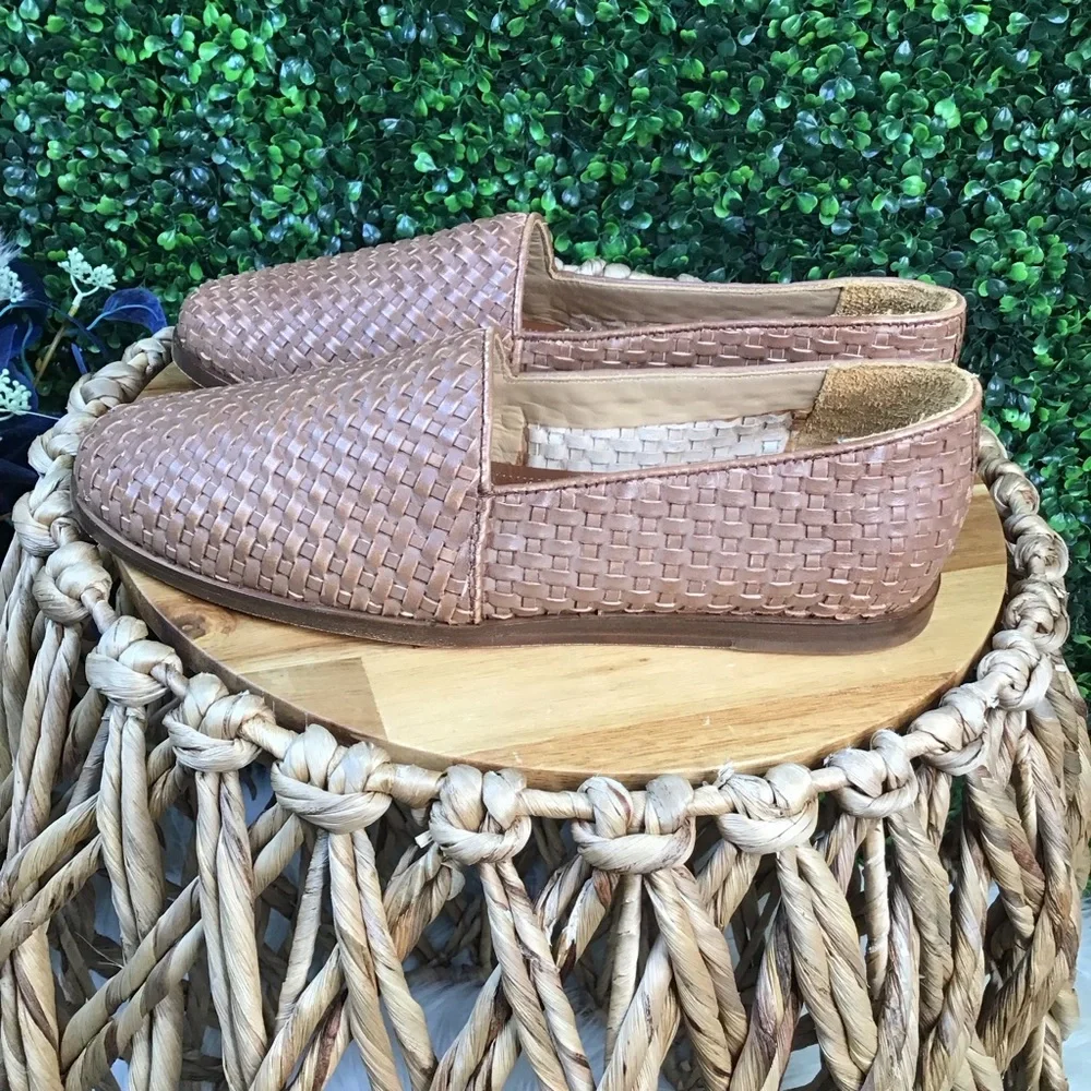 New in box mens‎ leather Nisolo Brown Woven Alejandro slip on new in box